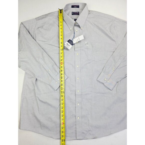 Stafford Performance Big Fit Size 19 36-37 Mens Gray Button Down Super Shirt NWT - Picture 10 of 11